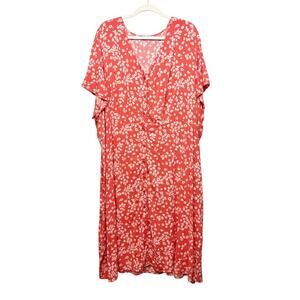 Penningtons Foral Maxi Sundress Womens 3X Button Front Tropical Modest Beachy